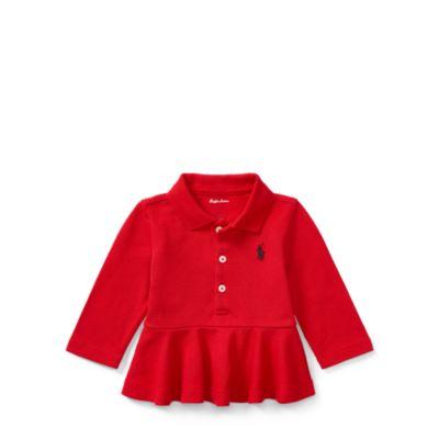 Ralph Lauren Peplum Long-sleeve Polo Shirt Rl2000 Red 24m