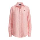 Ralph Lauren Relaxed Striped Linen Shirt Tomato/white