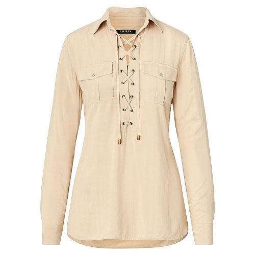 Ralph Lauren Lauren Lace-up Tunic Top Pale Wheat