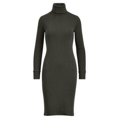 Ralph Lauren Cotton Turtleneck Dress Deep Forest Green