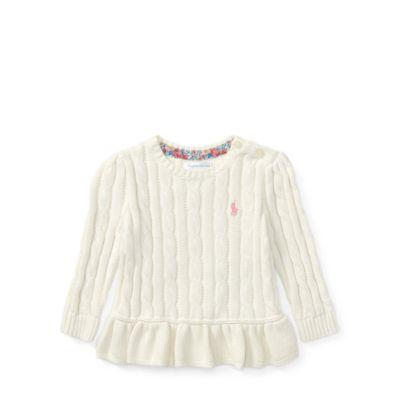 Ralph Lauren Cable-knit Peplum Sweater Warm White 3m