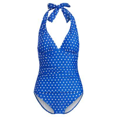 Ralph Lauren Slimming Dot Halter One-piece Capri Blue