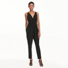 Ralph Lauren Lauren Petite Jersey Surplice Jumpsuit Black