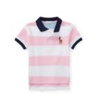 Ralph Lauren Striped Cotton Mesh Polo Shirt Carmel Pink 3m