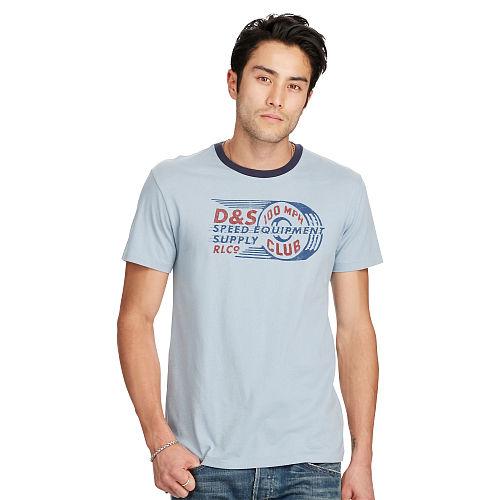 Ralph Lauren Denim & Supply Cotton Graphic Ringer Tee Wesley Blue/phantom Blue