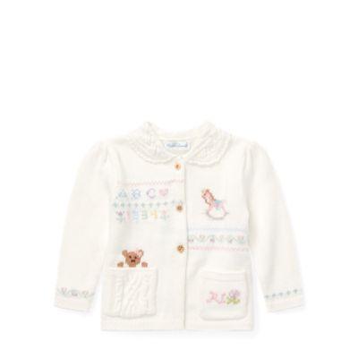 Ralph Lauren Intarsia Cotton-wool Cardigan Trophy Cream 12m