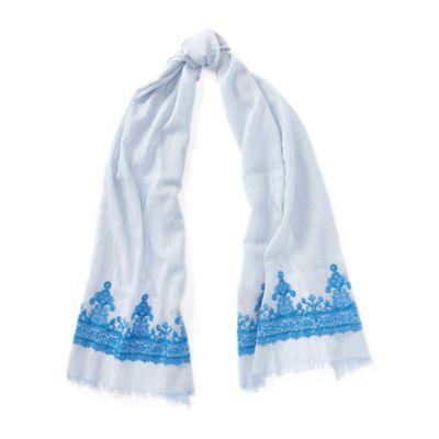 Ralph Lauren Embroidered Cotton Scarf Mystic Blue