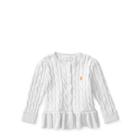 Ralph Lauren Cable Cotton Peplum Cardigan White 9m