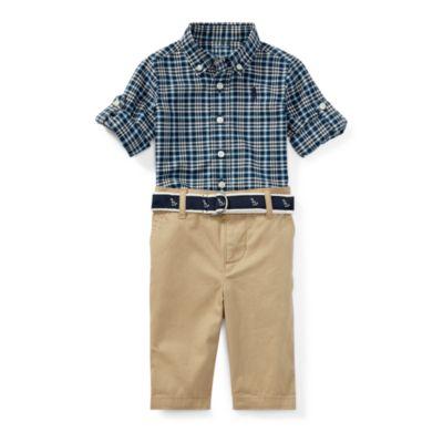 Ralph Lauren Shirt, Belt & Pant Set Navy Multi 3m