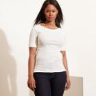 Ralph Lauren Lauren Woman Stretch Cotton Boatneck Tee Cream