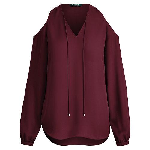 Ralph Lauren Lauren Cold-shoulder Georgette Top