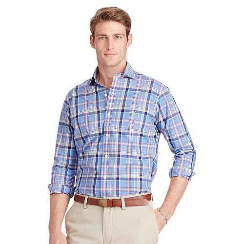 Polo Ralph Lauren Checked Cotton Poplin Shirt Steel Blue/white