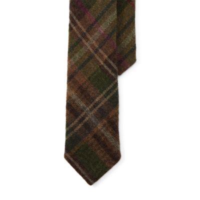 Ralph Lauren Plaid Wool-silk Narrow Tie Brown/olive Multi