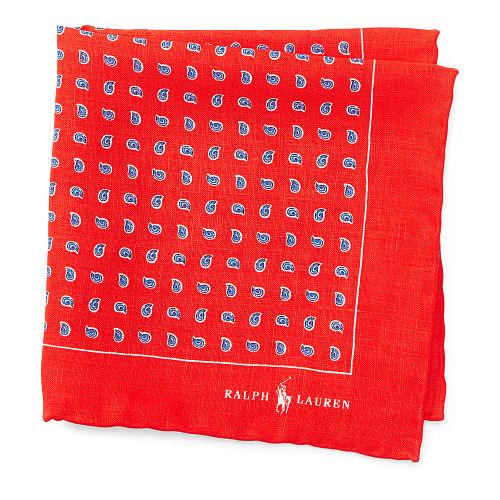Polo Ralph Lauren Neat Linen Pocket Square Red