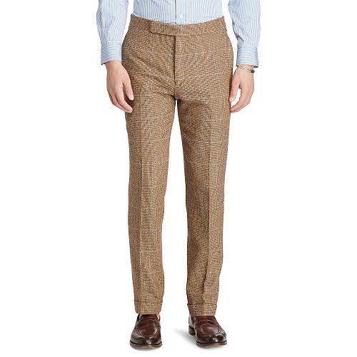Polo Ralph Lauren Polo Tick-weave Silk Trouser Brown And Tan W Blue