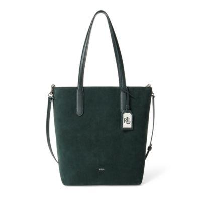 Ralph Lauren Suede Alexis Tote Dark Pine