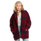 Ralph Lauren Denim & Supply Plaid Wool Shawl Coat Red/navy