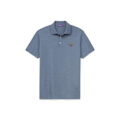 Ralph Lauren Custom Fit Piqu Polo Shirt Supply Blue Melange