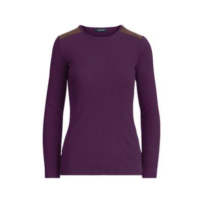 Ralph Lauren Stretch Cotton Long-sleeve Top Dark Mulberry