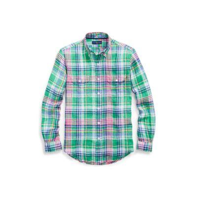 Ralph Lauren Classic Fit Plaid Workshirt Green/deep Carmine Multi