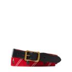 Ralph Lauren Polo Bear-overlay Webbed Belt Red/black