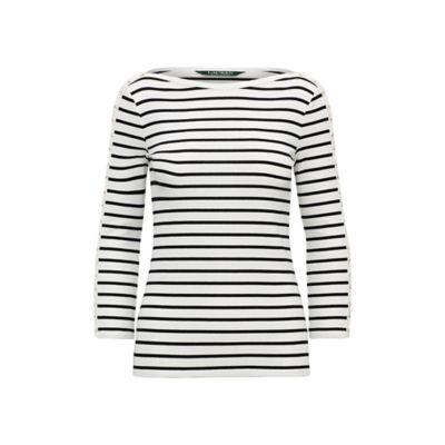 Ralph Lauren Striped Lace-up-sleeve Top Mascarpone Cream