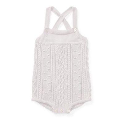 Ralph Lauren Aran-knit Cotton Shortall Delicate Pink 9m