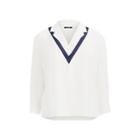 Ralph Lauren Layered Georgette Top Mascarpone Cream/navy