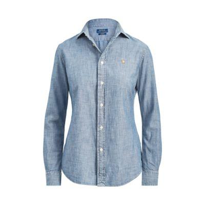 Ralph Lauren Slim Fit Chambray Shirt Cobalt