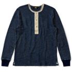 Ralph Lauren Rrl Indigo Cotton Henley Shirt Dark Blue Indigo Greige