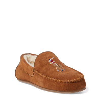 Ralph Lauren Markel Iii Suede Slipper Tan Suede W/multi Pp