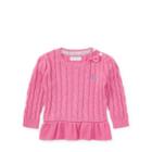 Ralph Lauren Cable Cotton Peplum Sweater Hammond Pink 3m