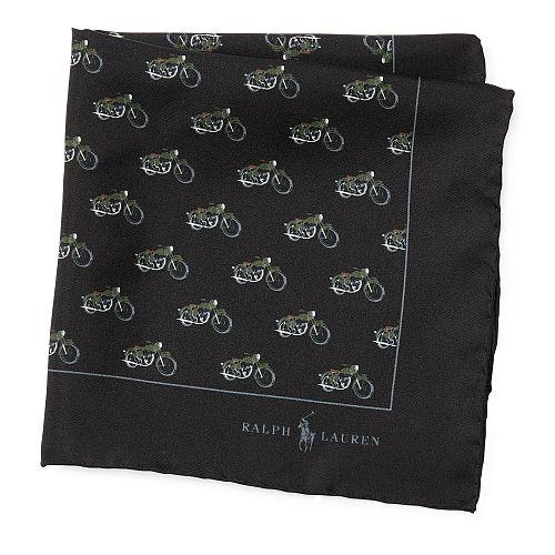 Polo Ralph Lauren Motorcycle Silk Pocket Square Black