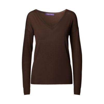 Ralph Lauren Merino Wool V-neck Sweater Espresso