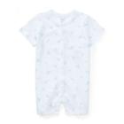 Ralph Lauren Bear-print Cotton Shortall White/blue 3m
