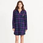 Ralph Lauren Lauren Plaid Cotton Twill Sleep Shirt Plaid Purple/black