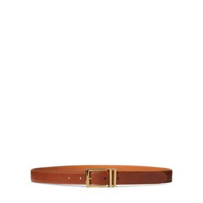 Ralph Lauren Brass-buckle Calfskin Belt Chestnut