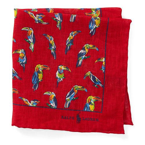 Polo Ralph Lauren Toucan Linen Pocket Square Red