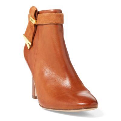 Ralph Lauren Leather Ankle Boot Deepsaddletan/