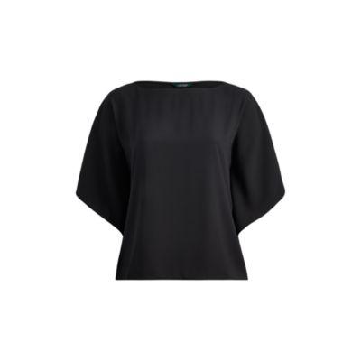 Ralph Lauren Georgette Dolman Blouse Polo Black