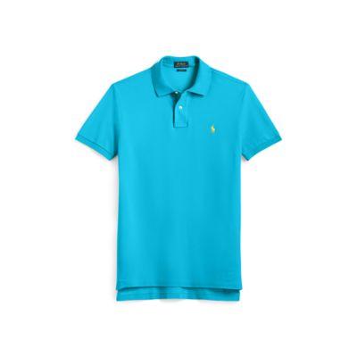 Ralph Lauren Custom Slim Fit Mesh Polo Hawaiian Ocean