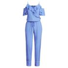 Ralph Lauren Twill Cold-shoulder Jumpsuit Mystic Blue