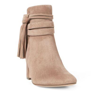 Ralph Lauren Belcia Fringe Suede Boot Taupe Grey