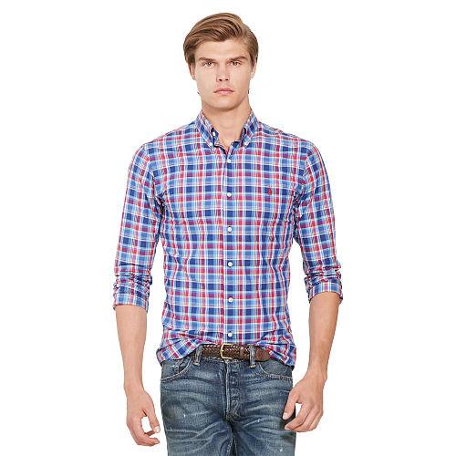 Polo Ralph Lauren Slim-fit Plaid Poplin Shirt Brick Red/navy