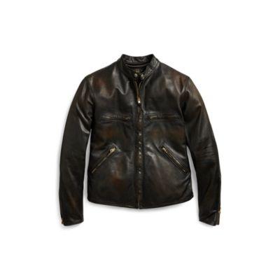 Ralph Lauren Slim Fit Leather Jacket Black