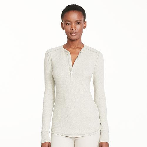 Ralph Lauren Lauren Cotton Half-zip Shirt Platinum Heather
