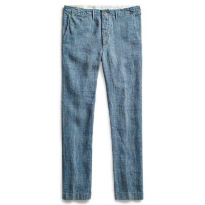 Ralph Lauren Straight Fit Linen Pant Indigo White