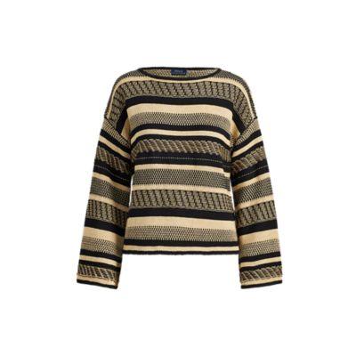 Ralph Lauren Linen Bell-sleeve Sweater Tan/black