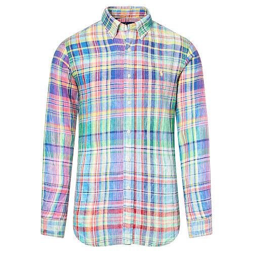 Polo Ralph Lauren Ocean-wash Linen Sport Shirt Chroma Blue/purple Multi