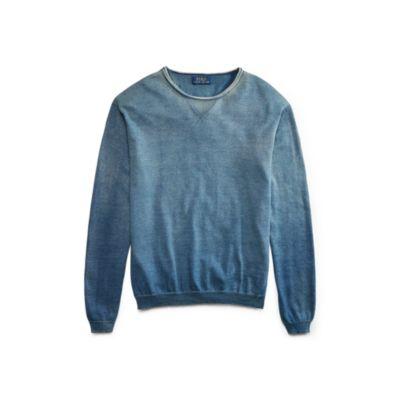Ralph Lauren Cotton Crewneck Sweater Sun Bleached Indigo